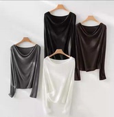 荡领可一字肩长袖 王福贵定制～法式 上衣3.11 荡领长袖