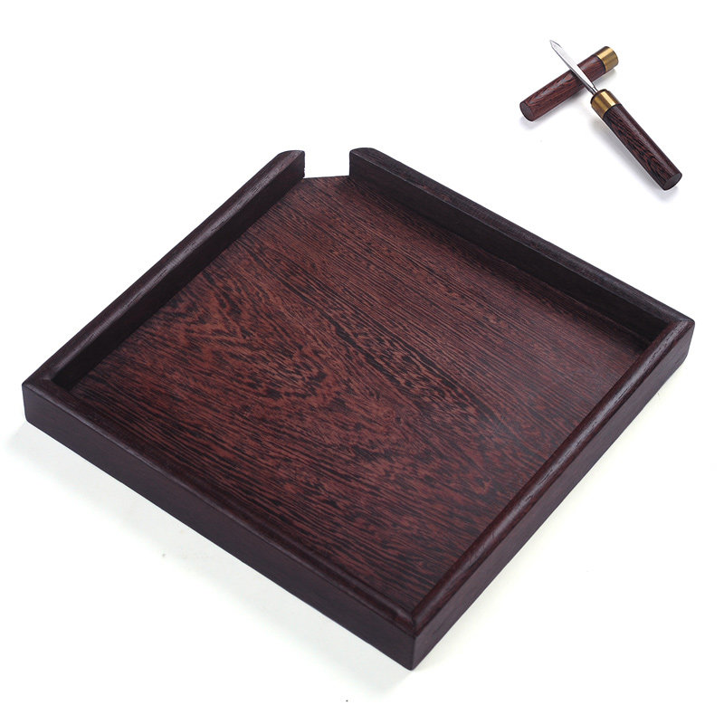 好茗天 鸡翅木普洱分茶盘赏评茶盒茶托 撬茶盘实木开茶盒茶道配件
