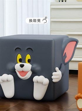 卡通创意猫和老鼠落地摆件客厅矮凳电视柜换鞋凳家居装饰品床头柜