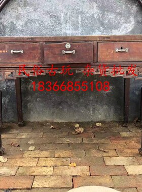 怀旧民俗老物件老家具老书桌办公桌农村老旧家具复古装饰摆件道具