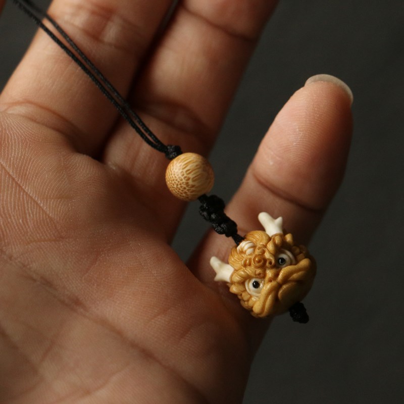 【鹿角雕刻龙醒狮】纯手工精工雕刻鹿角材料丙烯古法上色手机挂件