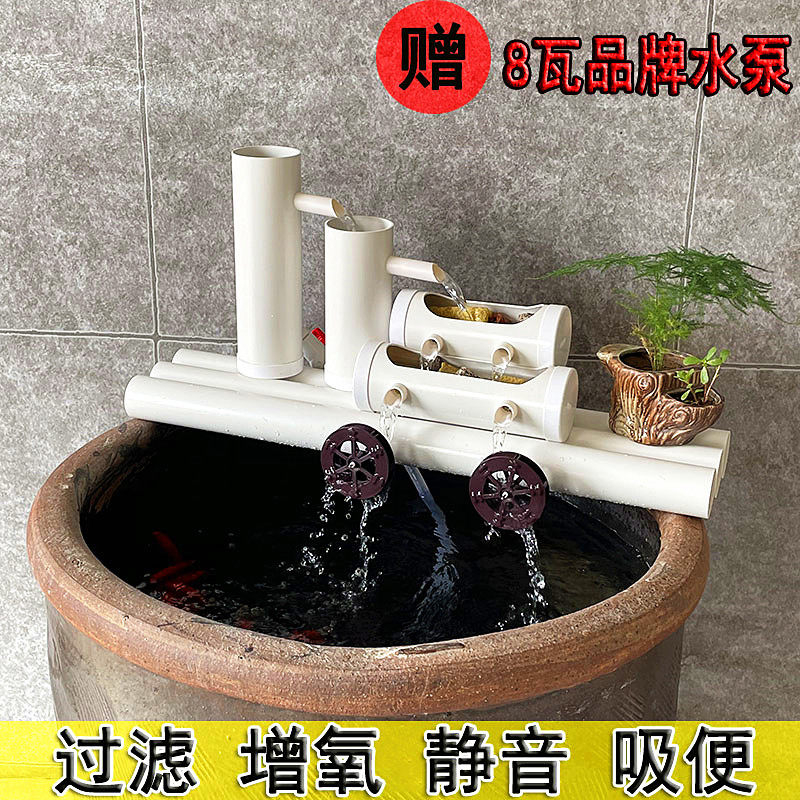 鱼缸过滤器净水循环加氧吸便系统水缸小型家用三合一免换水过滤箱