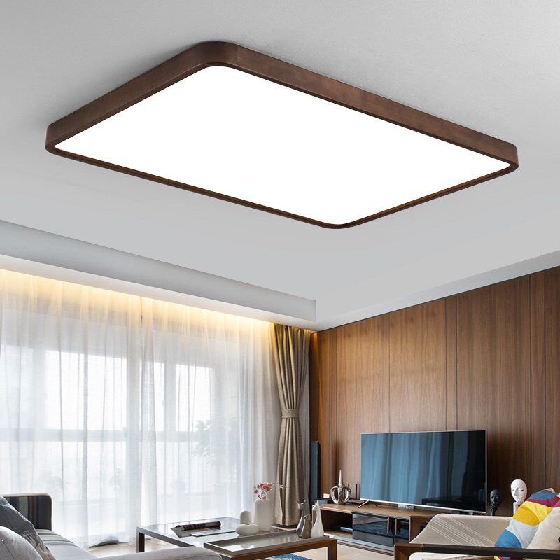 新中式吸顶灯主卧室书房间灯LED大气中国风简约超薄实木客厅灯具