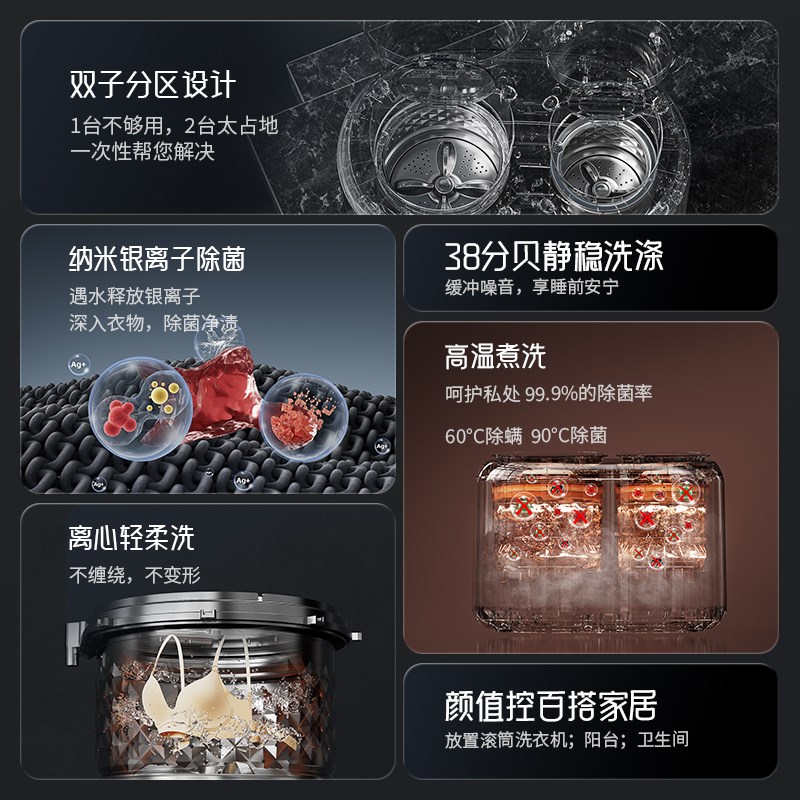 国家补贴松电内衣裤洗衣机全自动双子高温煮洗小型全自动迷你商用