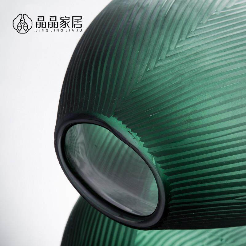 晶晶家居水滴造型北欧美式摆件客厅装饰手工水培绿色渐变玻璃花瓶