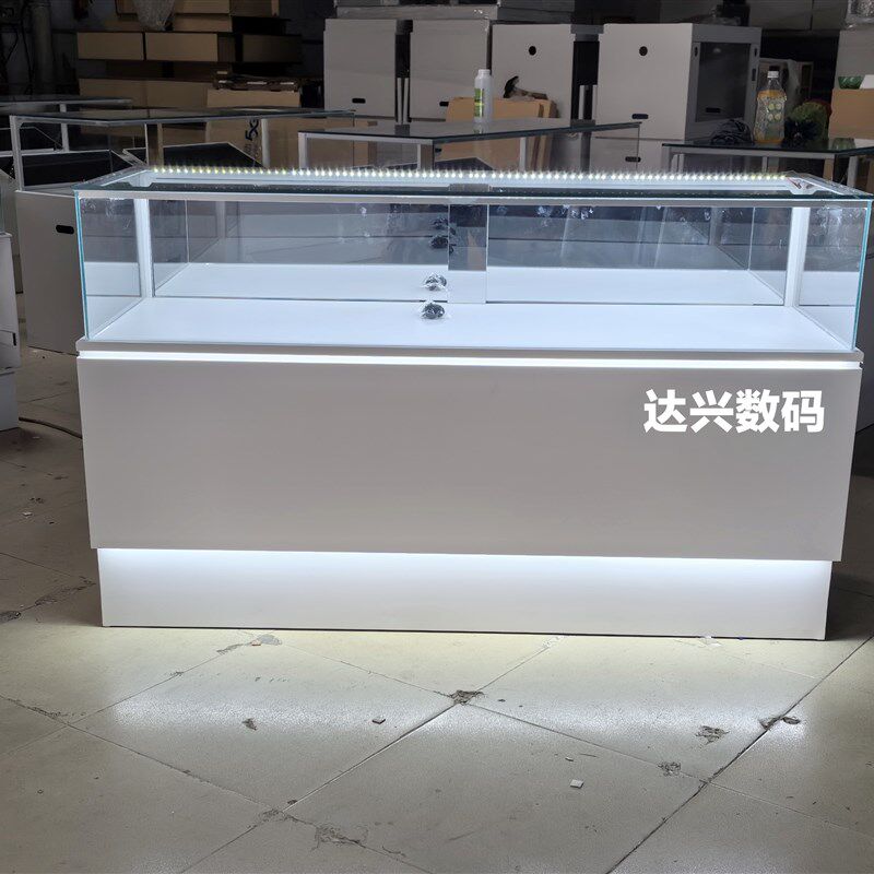 新款手机柜台高展示柜玻璃柜台靠墙前开柜样品展会柜定做玻璃柜