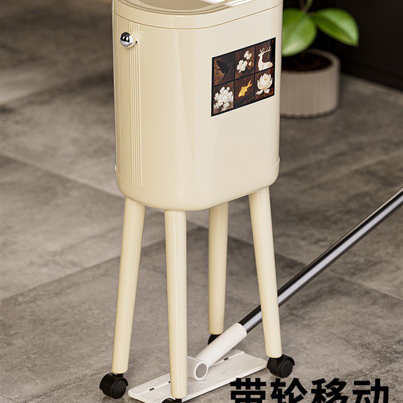 厨房免弯腰垃圾桶高脚家用大容量带盖高颜值新款卫生间带轮客厅