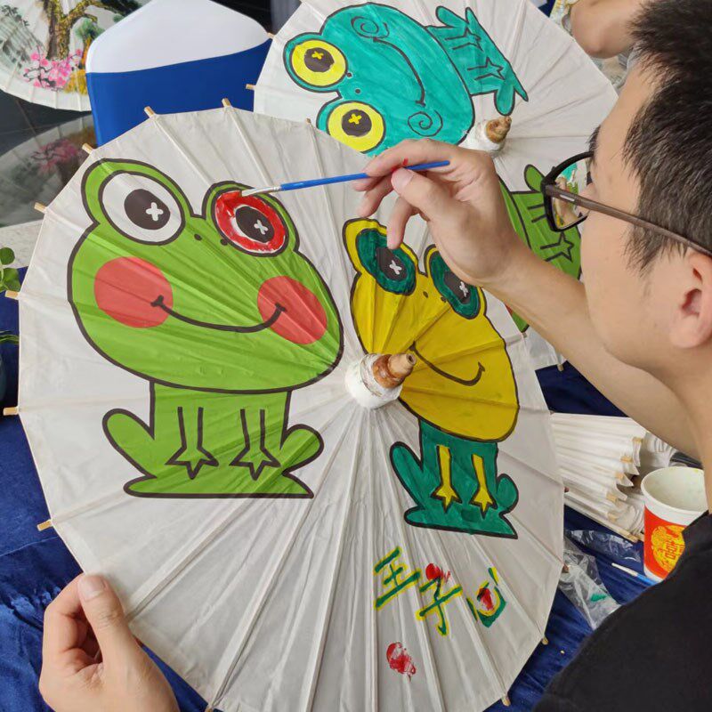 空白油纸伞DIY儿童幼儿园手工制作研学材料绘画小雨伞古风道具包