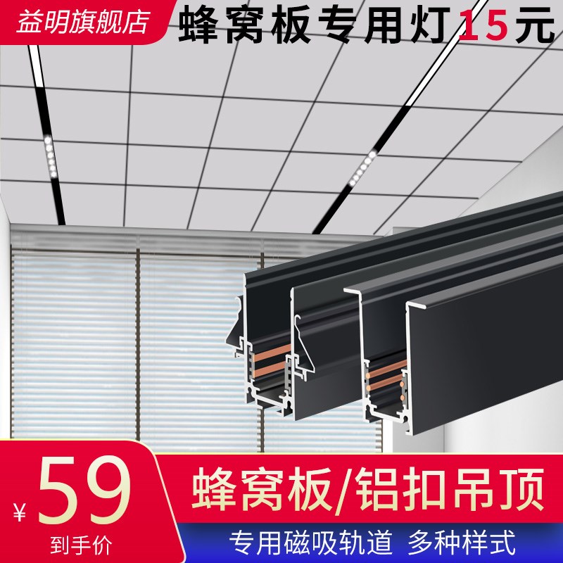 蜂窝大板铝扣板磁吸轨道智能灯嵌入式集成吊顶暗装客厅家用无主灯图片