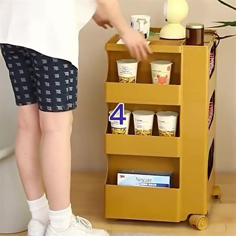 可移动床头柜小型卧室收纳储物柜零食置物架家用迷你边几柜旋转柜
