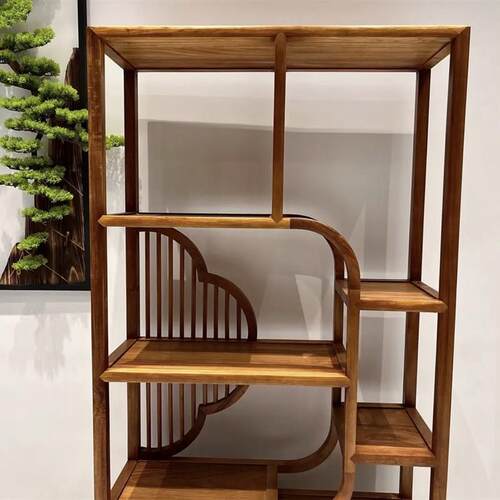 南美胡桃木中式博古架多宝阁展示柜茶室储物柜客厅置物柜实木书柜