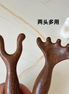 按摩梳檀木头部头皮经络梳眼部拨筋点穴颈部宽齿实木梳防脱防静电