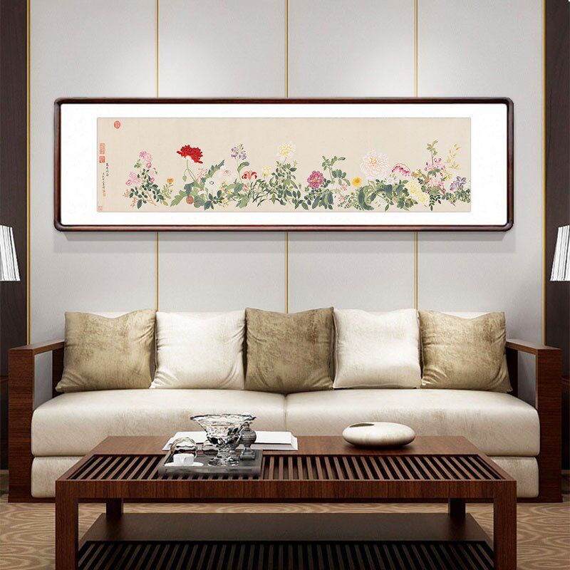 钱维城万有同春图工笔画餐厅国画中式客厅装饰画卧室床头花鸟挂画
