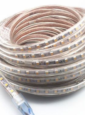 220V5050黄光LED灯带 220V黄色LED灯条 220V高亮黄光酒店吊顶灯带