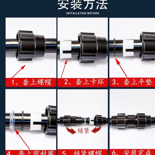 pe直接水管快速接头4分6分20活接头管件配件大全25管32免热熔快接