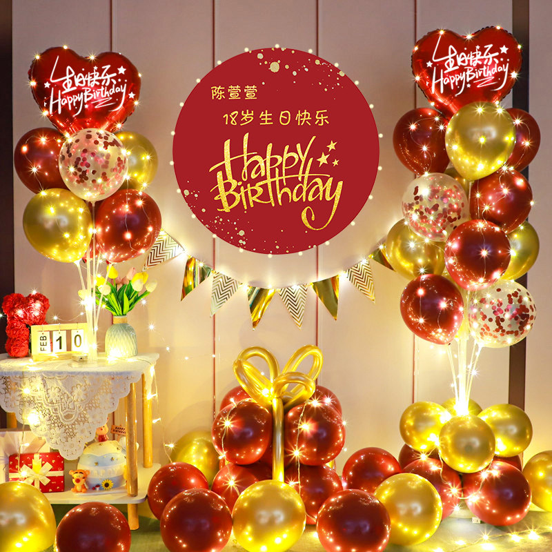 男女生日快乐成人礼18岁生日气球海报装饰布置套餐场景布置背景墙