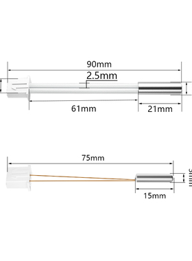 3D打印机配件CR-6SE 24V/40W加热棒带XH2.54端子100K热敏电阻90mm