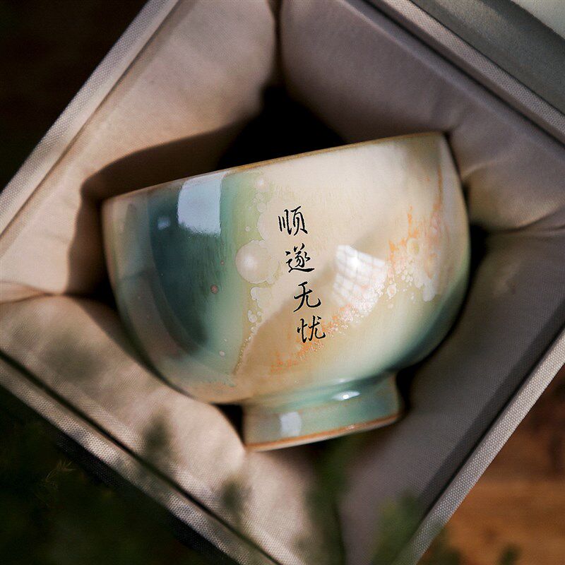 景德镇手工陶瓷主人杯单杯个性定制茶杯大号绿色粉色杯子情侣对杯
