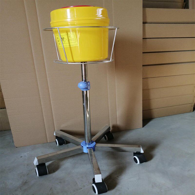 可移动利器盒托架圆形锐器盒放置架可调节升降高低不锈钢加固挂架