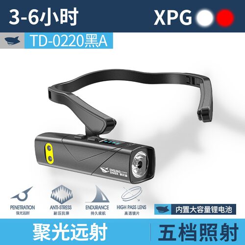 跨境新款轻量型可拆卸头箍照明灯红白双光源头戴灯户外夜跑夜钓感