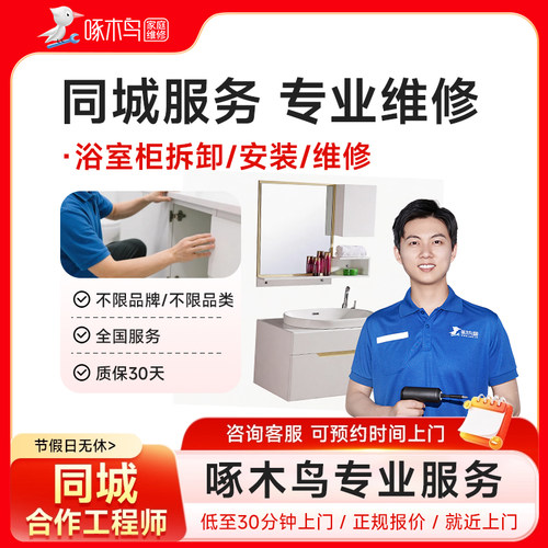浴室柜安装维修拆花洒浴霸维修水管道疏通同城上门服务定金啄木鸟