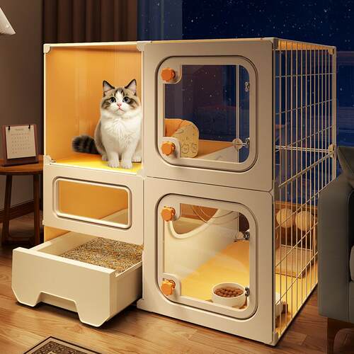 全景家用猫笼子猫别墅带厕所一体室内大空间猫咪屋舍小型猫柜猫窝