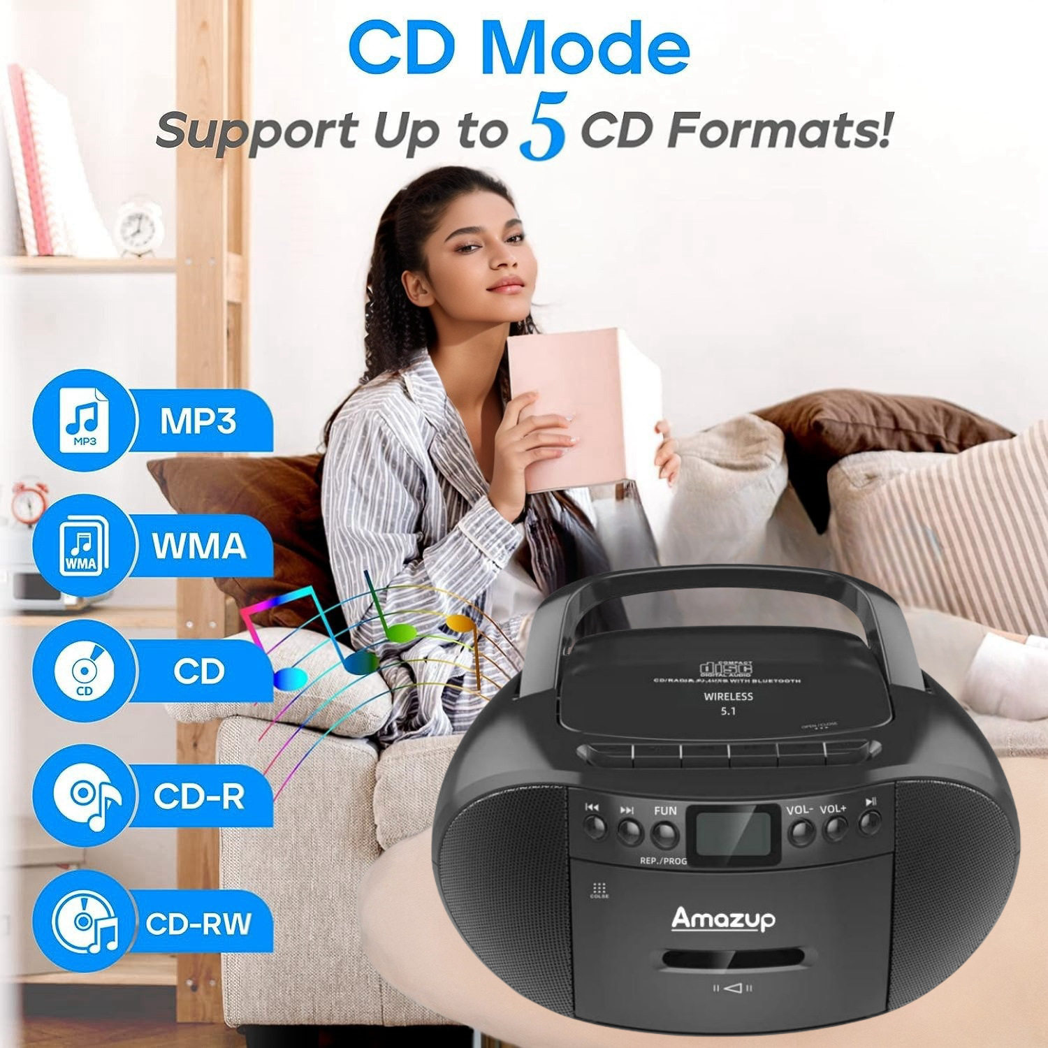 多功能卡带CD机，蓝牙复读机，双喇叭立体声AM/FM,USB,手提胎教机图片