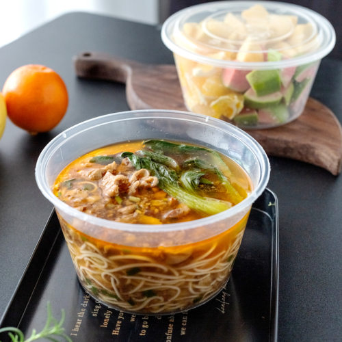 圆形冒菜碗餐盒饭盒外卖打包盒PP塑料加厚长方盒圆汤碗食品级
