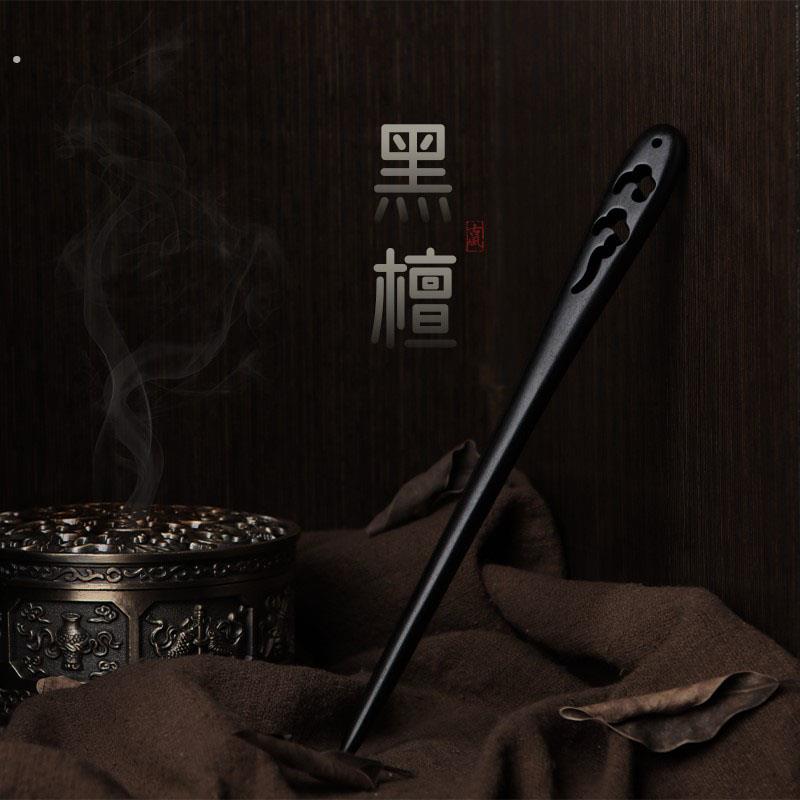 黑檀木发簪古风高级感日常素雅簪子简约现代盘发木簪古典汉服头饰