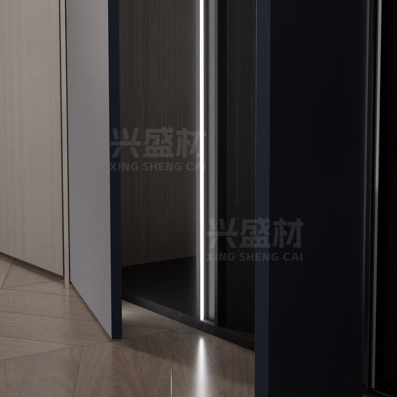 高柜餐边柜立柱隐形免拉手U型槽铝合金五金型材单边双边装灯款