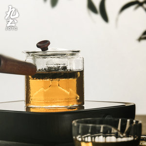 九土玻璃蒸茶器耐热侧把壶加厚煮茶器自动过滤泡茶壶电陶炉用茶具