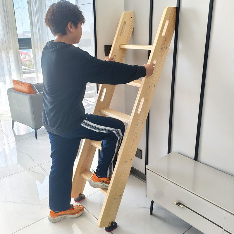 家用室内平台阁楼实木楼梯上下床扶梯木质爬梯加宽加厚木梯子单卖