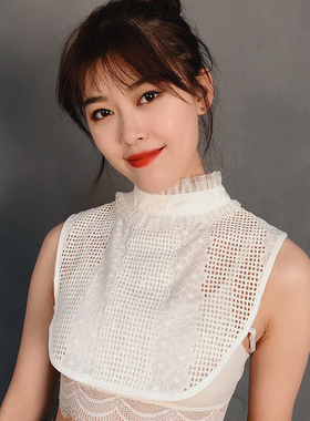 荷叶边假领子 女衬衫立领装饰领搭配毛衣连衣裙配饰厚蕾丝假领