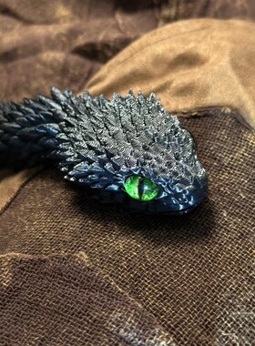 3d打印蛇玩具新款蝰蛇模型全身关节活动蛇年儿童夜光玩具造景摆件