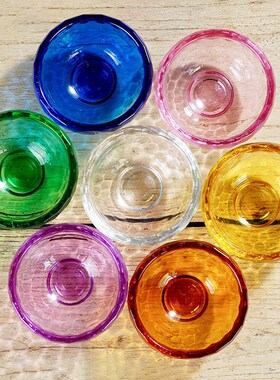 藏式七彩水晶透明玻璃水供杯供水碗用品杯 观音供水杯用品碗7个