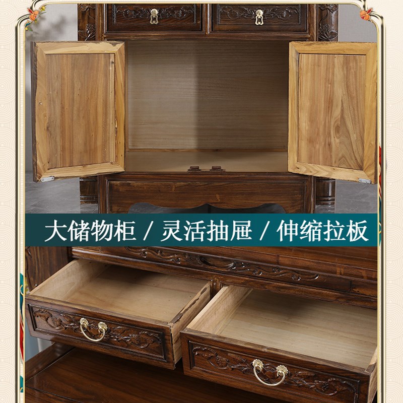 藏式供桌香案家用新中式佛堂贡桌佛龛神台实木三层佛台佛桌供奉台