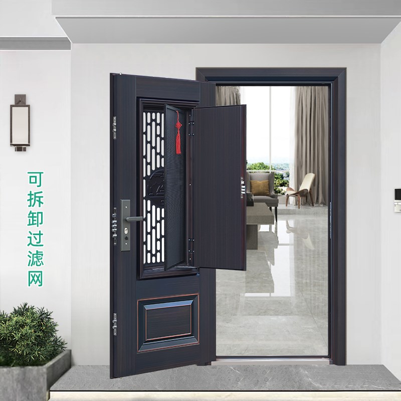 防盗门家用甲级入户门中门可拆卸通风窗室外大门进户门子母单开门