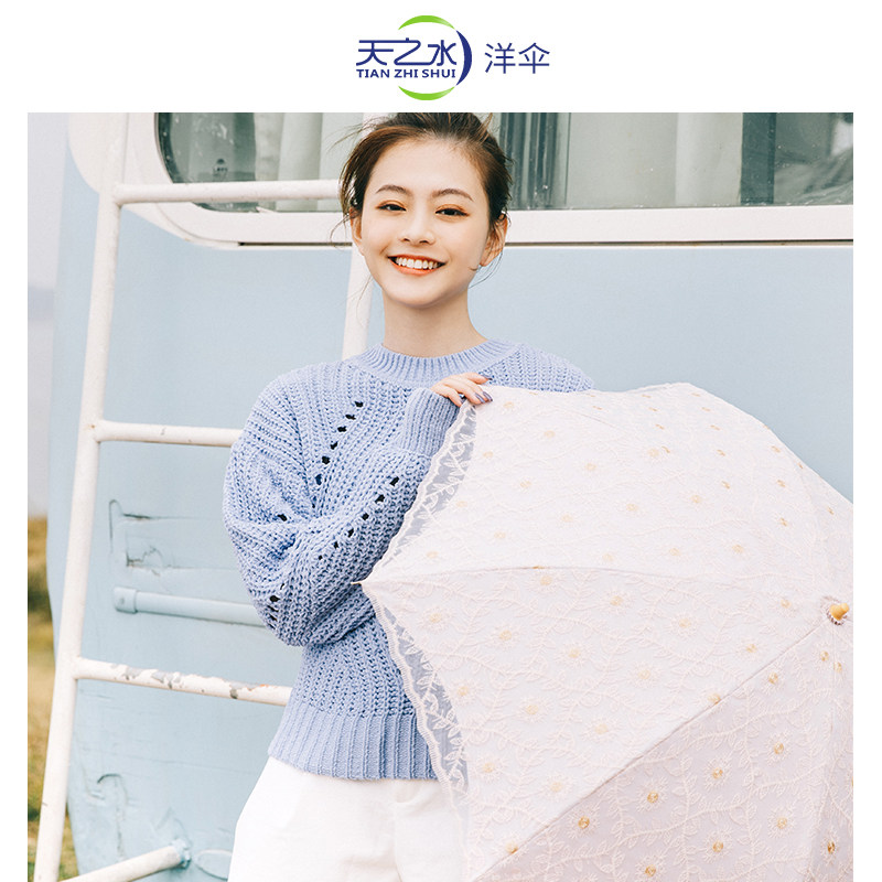太阳伞遮阳防晒紫外线女森系复古女神双层黑胶晴雨两用蕾丝花边公