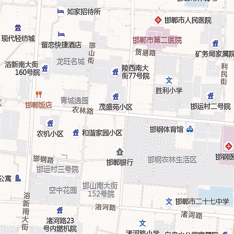 2024新款邯郸市地图贴图办公室挂图高清防水墙壁贴超大装饰画定制