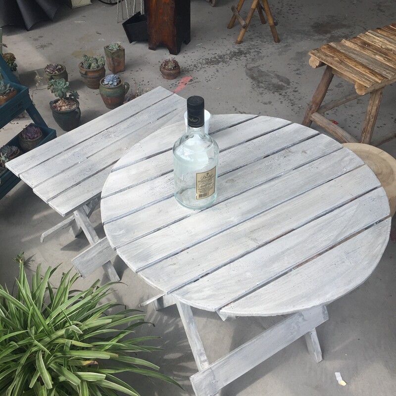 美家美式乡村复古做旧木质白色桌子椅子一件套休闲厅家居简约家具