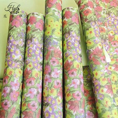 风华系手工油菜花碎花油画莫奈花园鲜花束包装纸礼物品花艺内衬纸