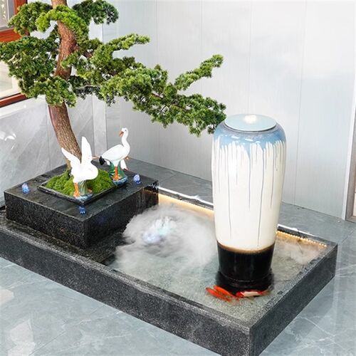 订制大型户外石材花箱流水喷泉组合景观公司大堂庭院花园别墅摆件