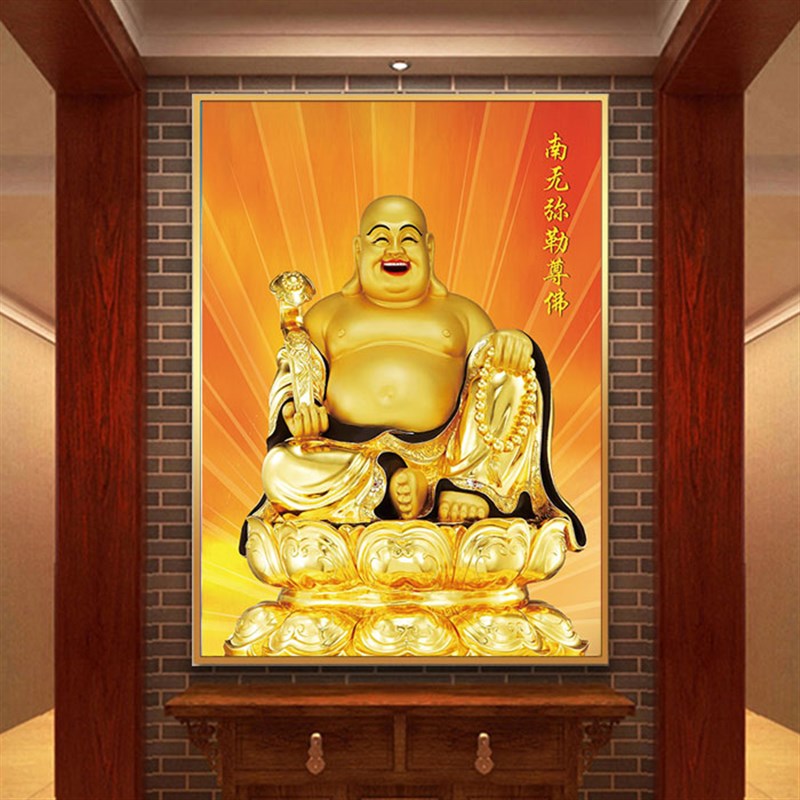 多款弥勒佛挂画金色佛像有相框人物客厅单幅平面喜庆飞天高清喷绘