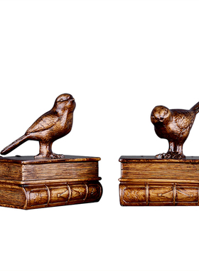 欧式复古小鸟书靠摆件书立书挡书夹 美式家居饰品书房软装配饰