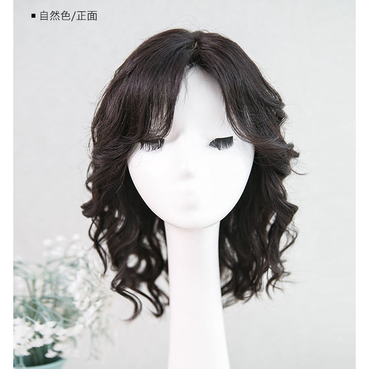 假发女中长发卷发妈妈长头发全头套式全真人发丝羊毛卷真发中老年