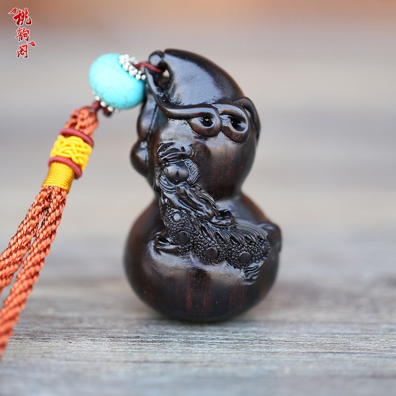 桃韵阁黑檀木貔貅葫芦手把件把玩件手把玩雕刻工艺东阳木雕文玩