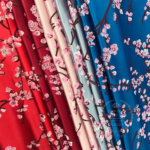仿云锦布料 古装汉服COS和服唐装旗袍丝绸锦缎服装面料/梅花系列
