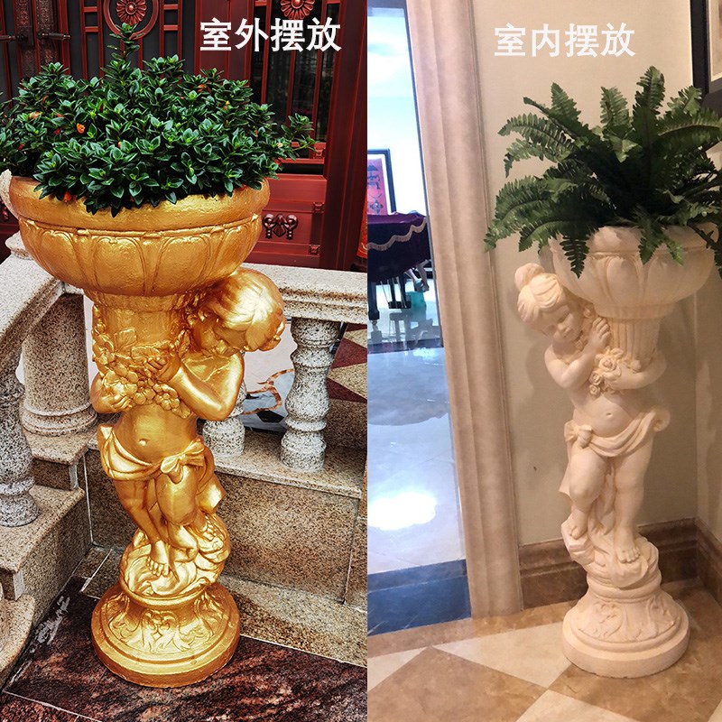 欧式人物花盆别墅庭院女孩绿植花器花园装饰摆件雕塑小院造景盆栽