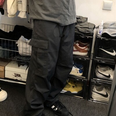 soxiox美式工装伞兵裤男女秋季宽松复古松紧腰男生穿搭高级感裤子