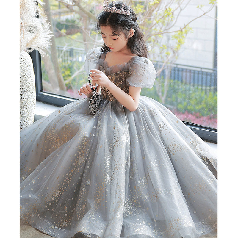 高档花童生日钢琴主持人礼服女大童公主裙大码婚礼小女孩蓬蓬长裙